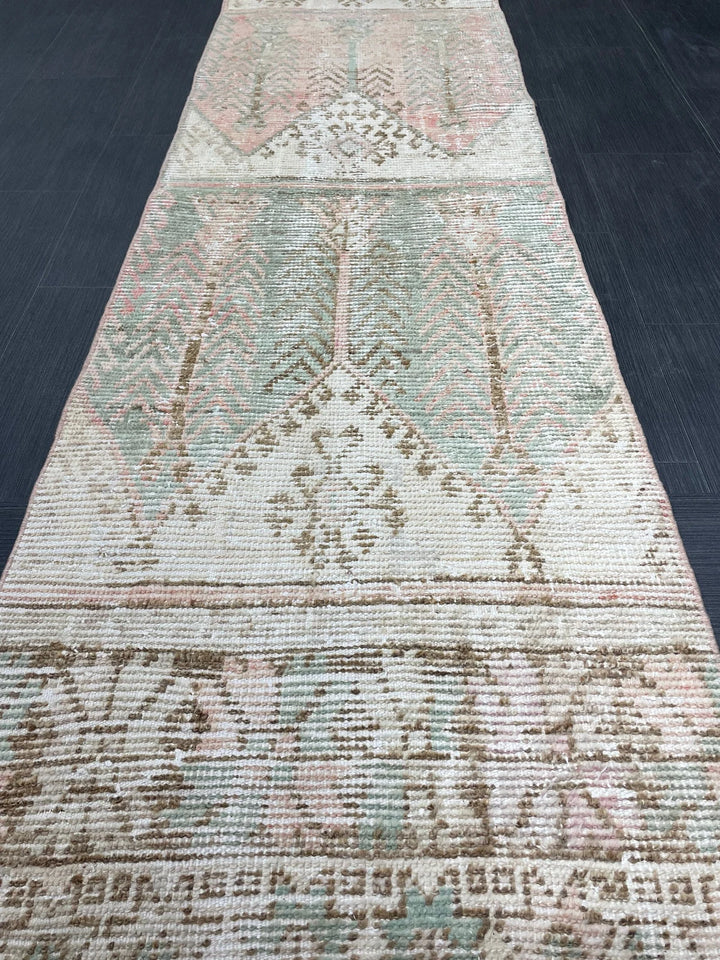 Tan Turkish Runner Rug 2' 4" x 13' 7" Hand-Knotted | No. WR79412
