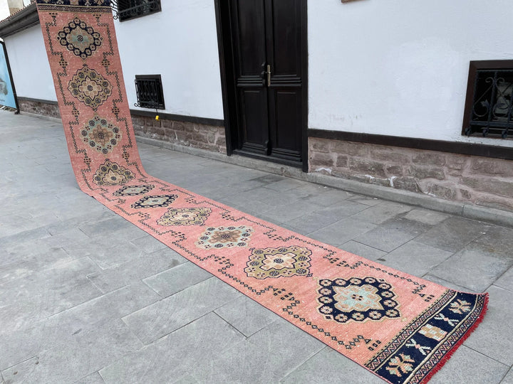 Pink Turkish Runner Rug 2' 8" x 20' 4" Hand-Knotted | No. WR79426
