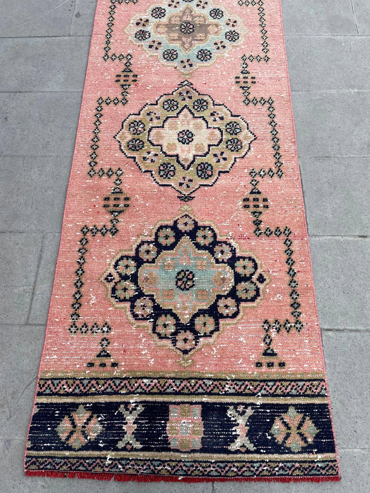 Pink Turkish Runner Rug 2' 8" x 20' 4" Hand-Knotted | No. WR79426