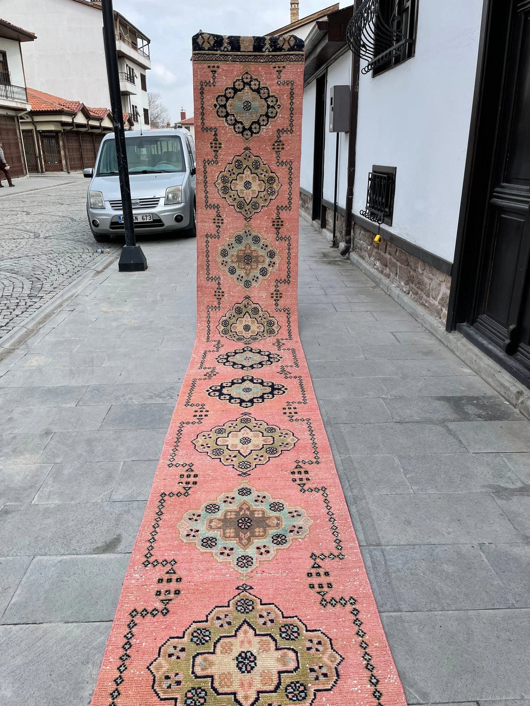Pink Turkish Runner Rug 2' 8" x 20' 4" Hand-Knotted | No. WR79426