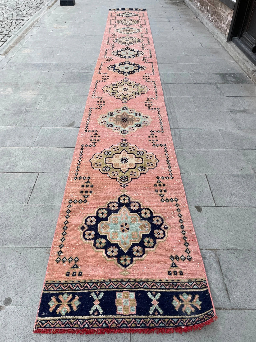 Pink Turkish Runner Rug 2' 8" x 20' 4" Hand-Knotted | No. WR79426