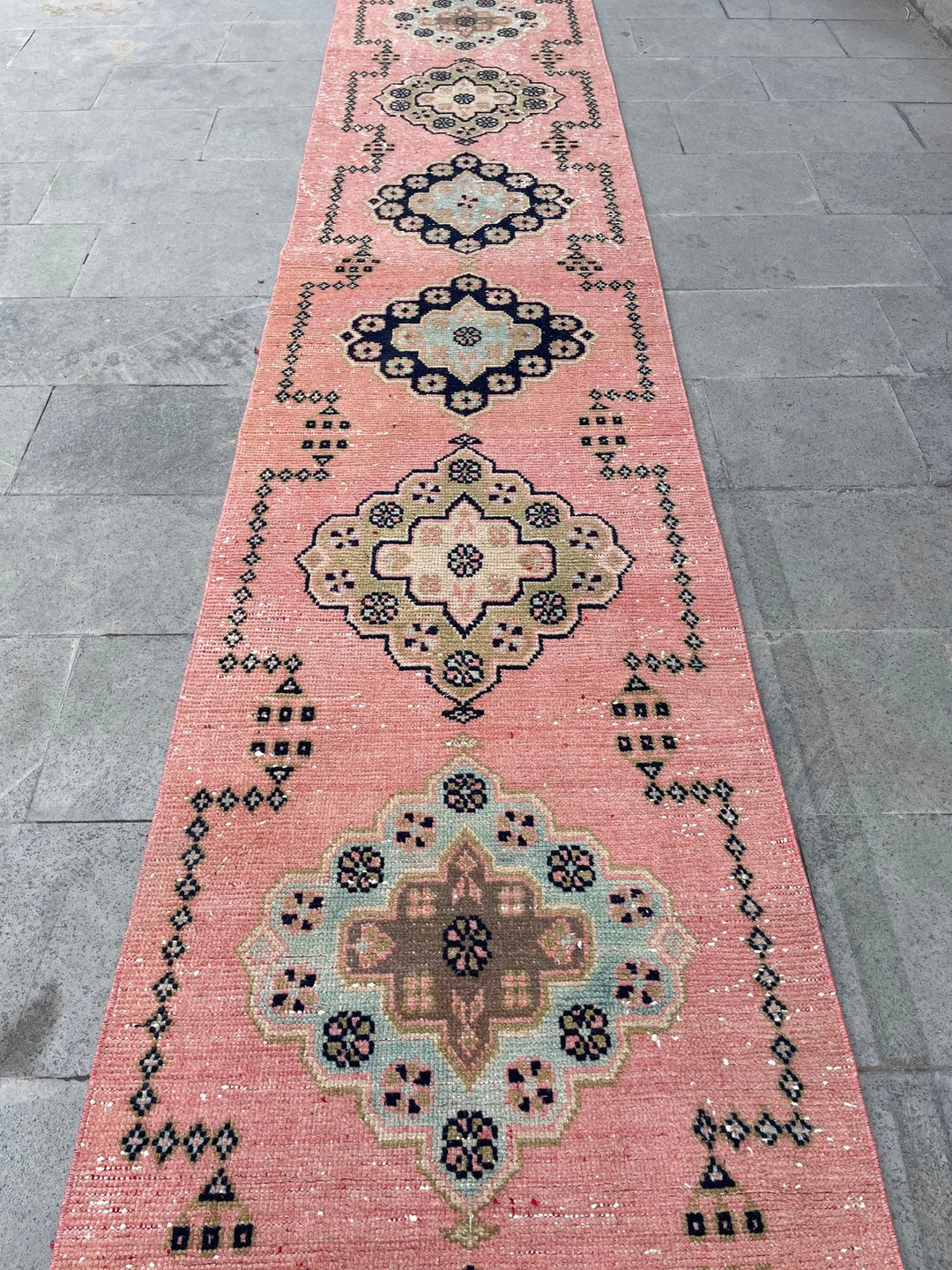 Pink Turkish Runner Rug 2' 8" x 20' 4" Hand-Knotted | No. WR79426