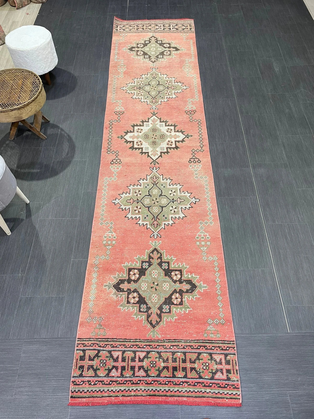 Brown Turkish Runner Rug 2' 8" x 11' 1" Hand-Knotted | No. WR79438