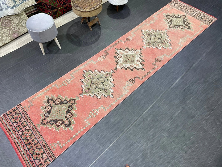 Brown Turkish Runner Rug 2' 8" x 11' 1" Hand-Knotted | No. WR79438