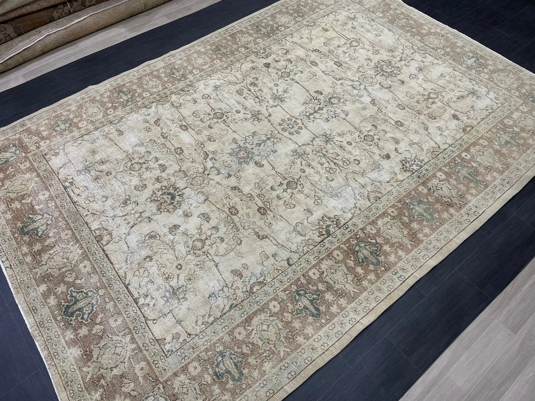 Blue Turkish Vintage Rug 7' 6" x 10' 10" Hand-Knotted | No. WR79484