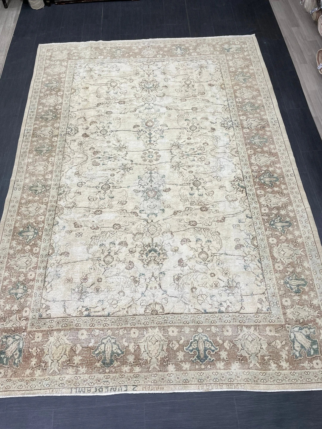 Blue Turkish Vintage Rug 7' 6" x 10' 10" Hand-Knotted | No. WR79484