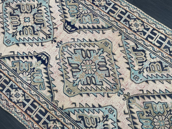 Beige Turkish Runner Rug 4' 8" x 11' 11" Hand-Knotted | No. WR79555