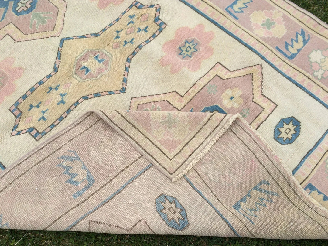 Beige Turkish Runner Rug 5' 2" x 7' 4" Hand-Knotted | No. WR80093