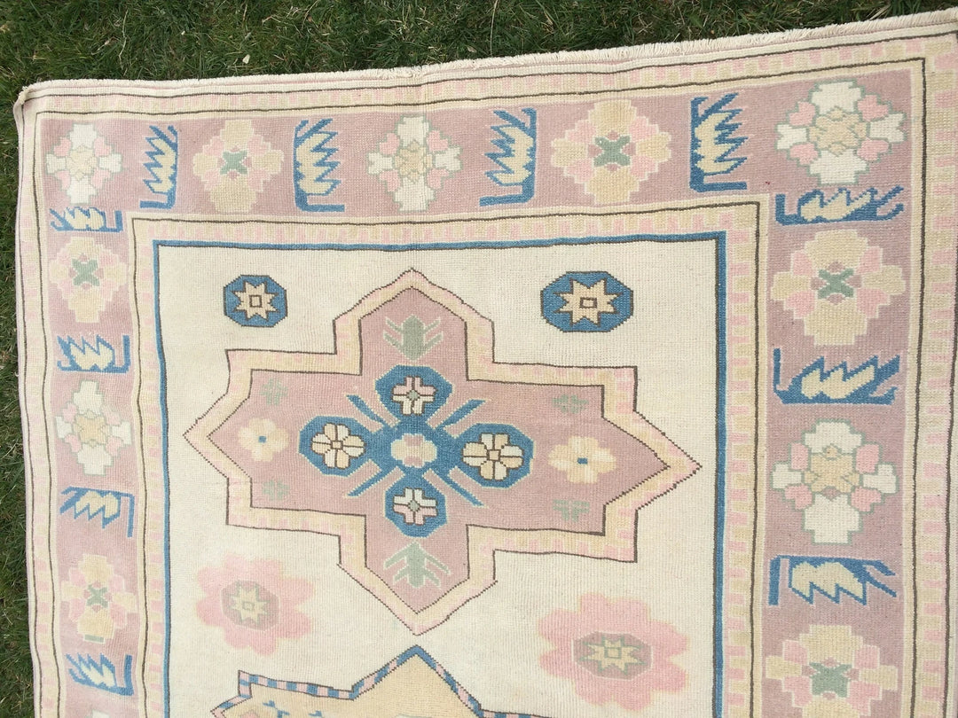 Beige Turkish Runner Rug 5' 2" x 7' 4" Hand-Knotted | No. WR80093