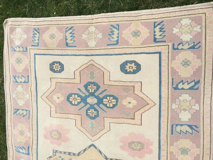 Beige Turkish Runner Rug 5' 2" x 7' 4" Hand-Knotted | No. WR80093