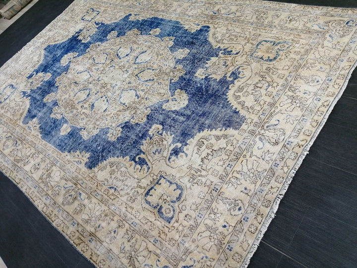 Blue Turkish Runner Rug 7' 7" x 11' 2" Hand-Knotted | No. WR80301