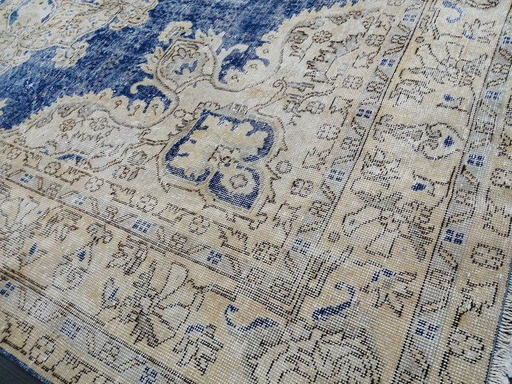 Blue Turkish Runner Rug 7' 7" x 11' 2" Hand-Knotted | No. WR80301