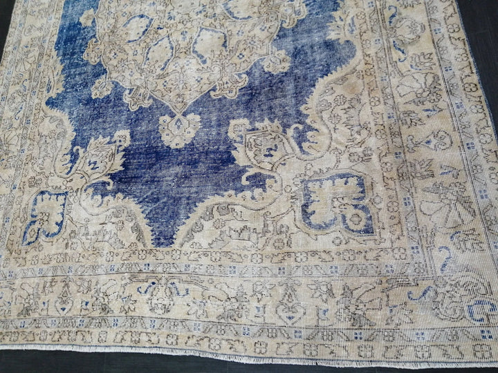 Blue Turkish Runner Rug 7' 7" x 11' 2" Hand-Knotted | No. WR80301