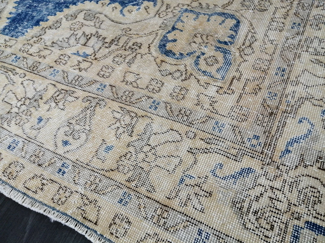 Blue Turkish Runner Rug 7' 7" x 11' 2" Hand-Knotted | No. WR80301