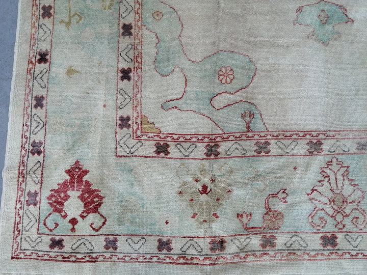Beige Turkish Oushak Rug 9' 4" x 11' 9" Hand-Knotted | No. WR80323