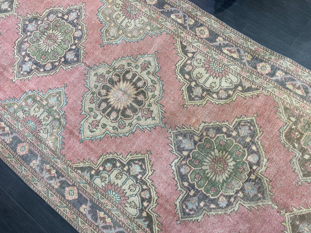 Pink Turkish Runner Rug 4' 11" x 12' 6" Hand-Knotted | No. WR80564