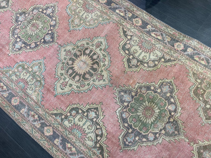 Pink Turkish Runner Rug 4' 11" x 12' 6" Hand-Knotted | No. WR80564