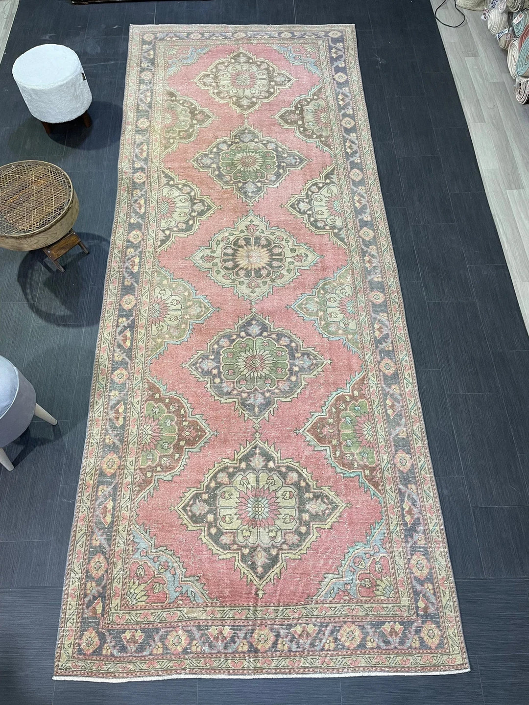 Pink Turkish Runner Rug 4' 11" x 12' 6" Hand-Knotted | No. WR80564