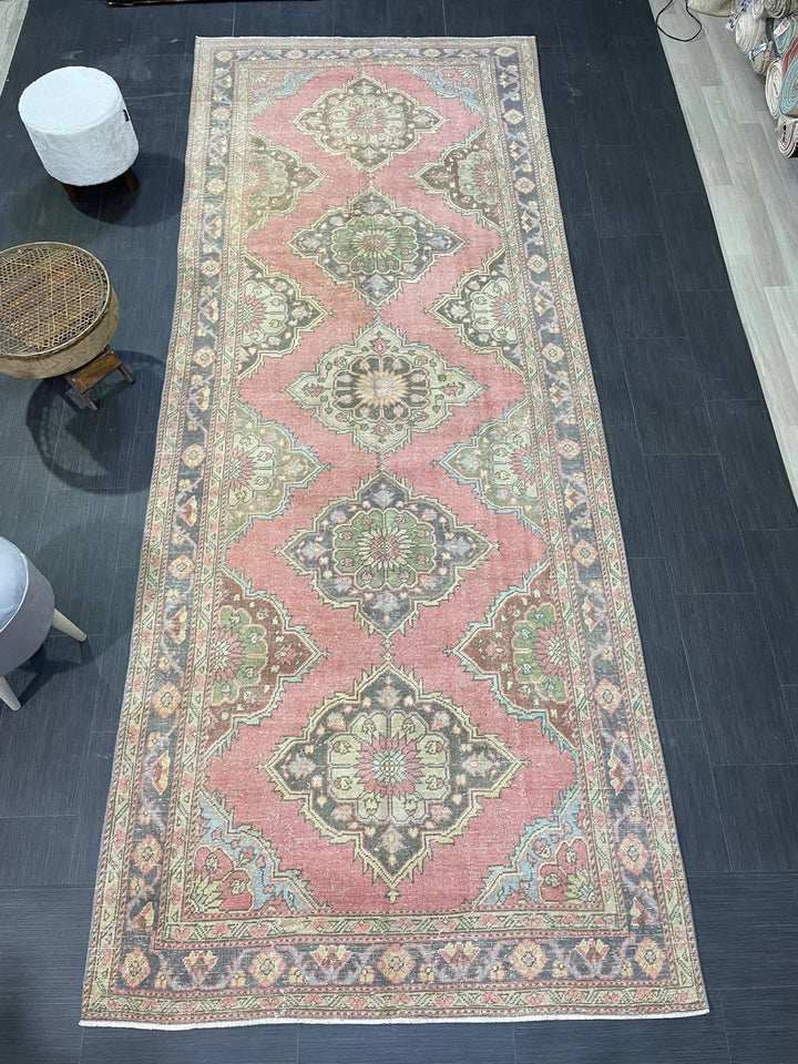 Pink Turkish Runner Rug 4' 11" x 12' 6" Hand-Knotted | No. WR80564