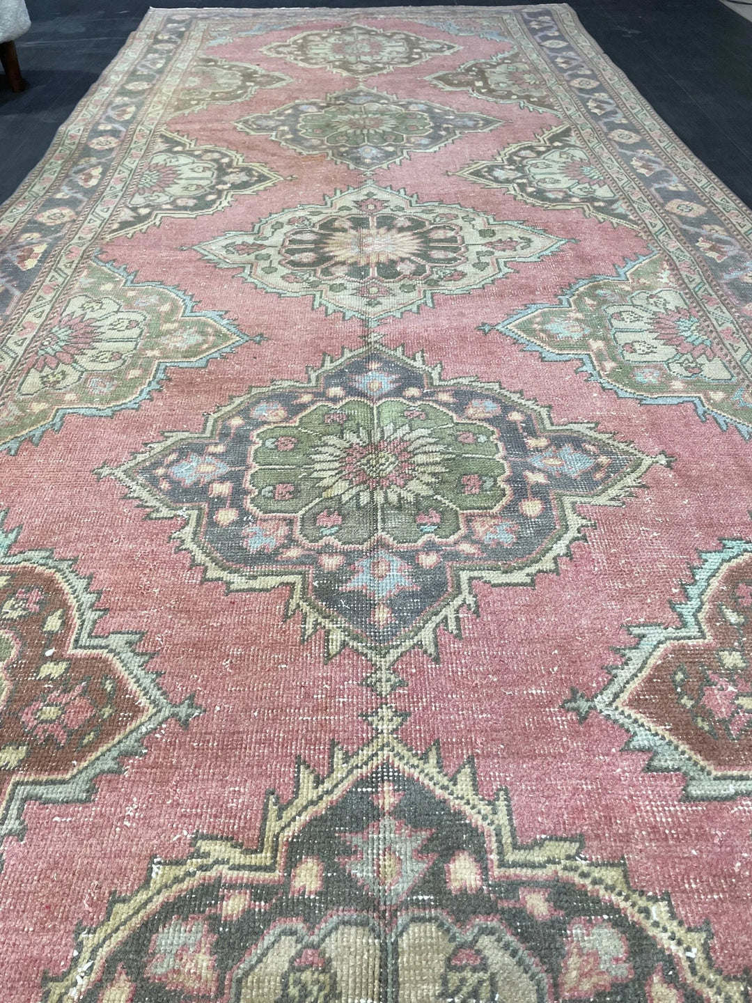 Pink Turkish Runner Rug 4' 11" x 12' 6" Hand-Knotted | No. WR80564