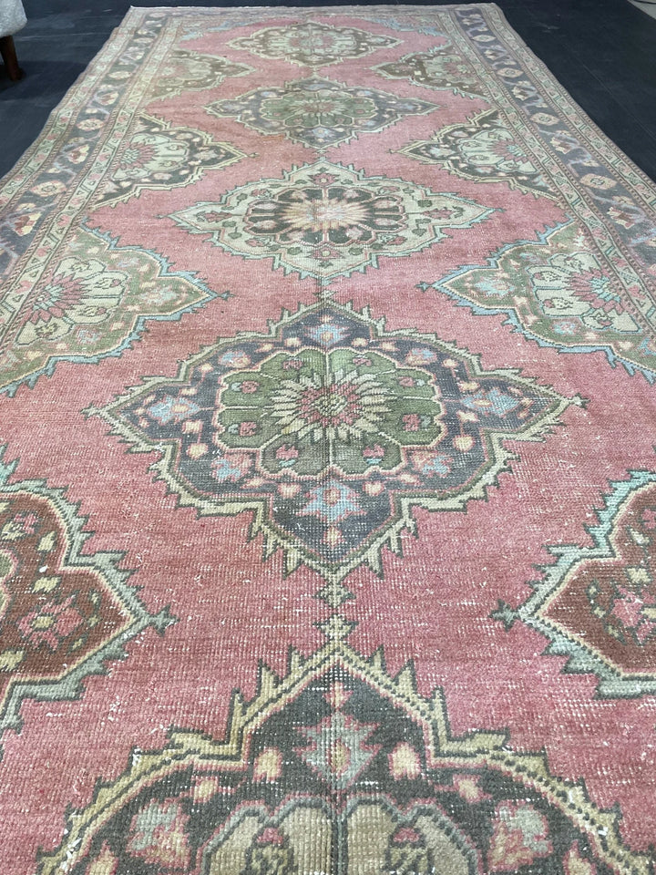 Pink Turkish Runner Rug 4' 11" x 12' 6" Hand-Knotted | No. WR80564