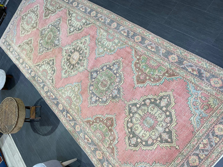 Pink Turkish Runner Rug 4' 11" x 12' 6" Hand-Knotted | No. WR80564