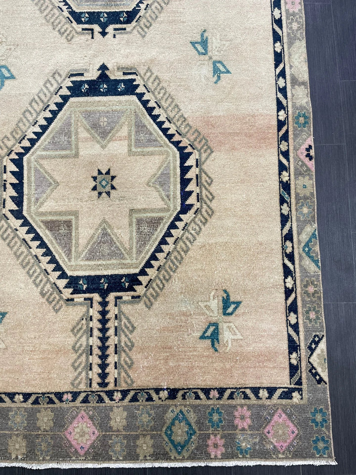 Beige Turkish Runner Rug 4' 6" x 11' Hand-Knotted | No. WR80634