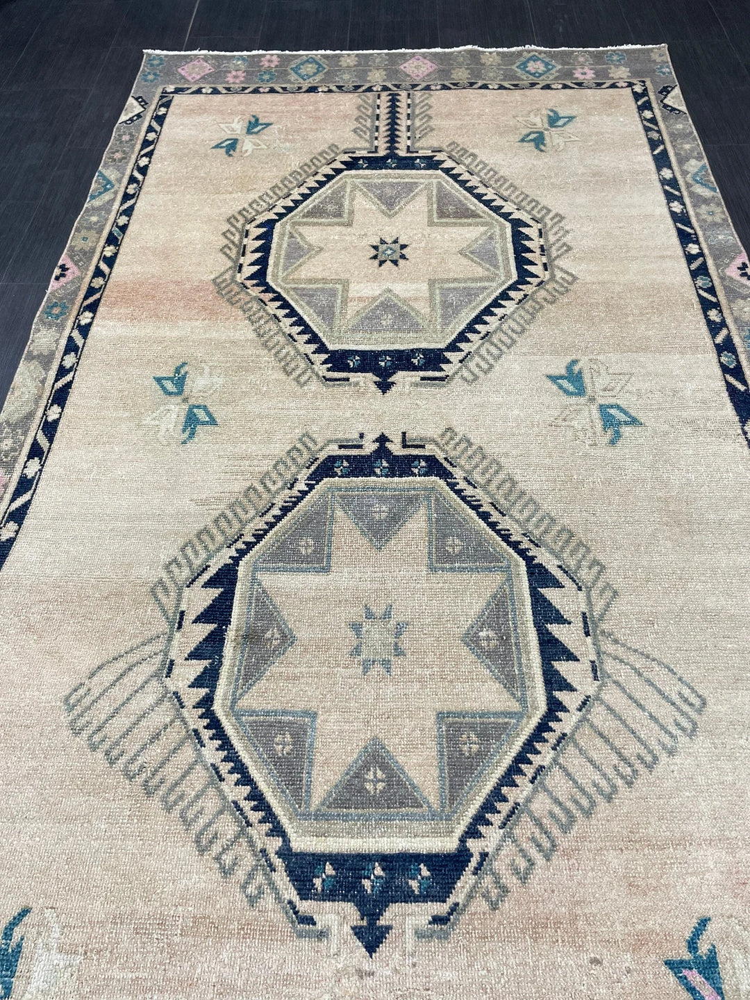 Beige Turkish Runner Rug 4' 6" x 11' Hand-Knotted | No. WR80634