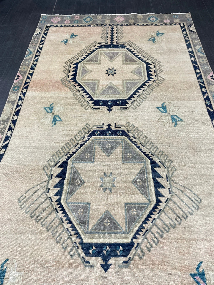 Beige Turkish Runner Rug 4' 6" x 11' Hand-Knotted | No. WR80634