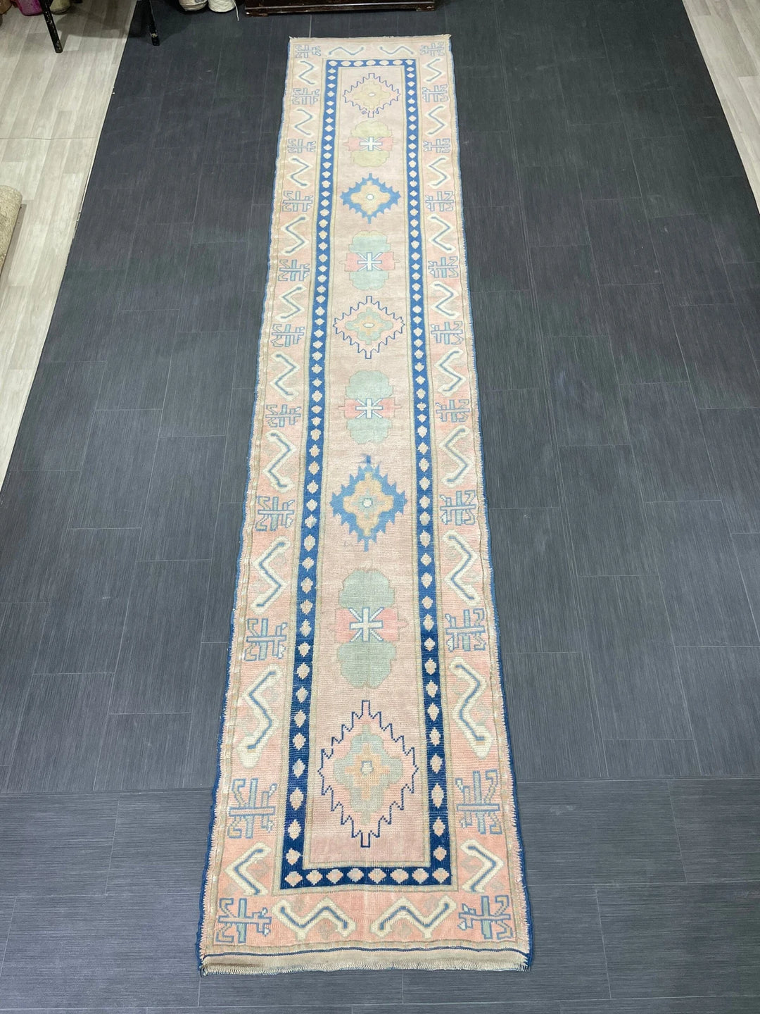 Brown Turkish Runner Rug 2' 8" x 13' 4" Hand-Knotted | No. WR80636