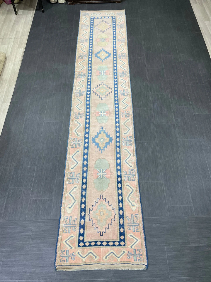 Brown Turkish Runner Rug 2' 8" x 13' 4" Hand-Knotted | No. WR80636
