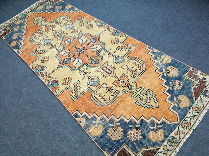 Beige Turkish Runner Rug 3' 5" x 8' 2" Hand-Knotted | No. WR80681