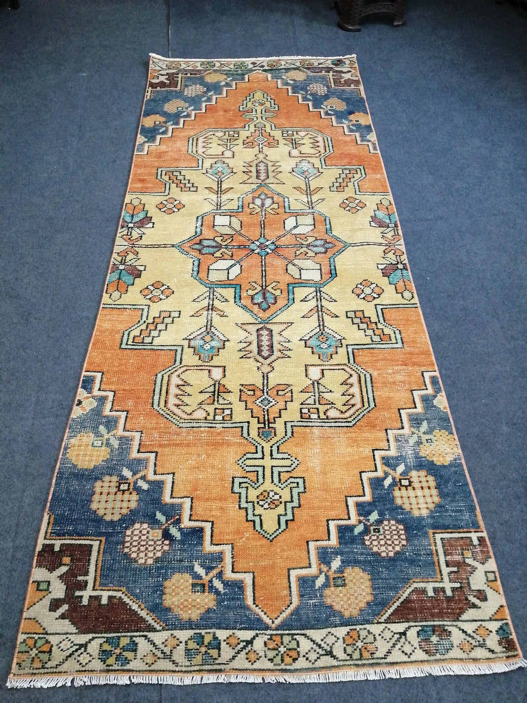 Beige Turkish Runner Rug 3' 5" x 8' 2" Hand-Knotted | No. WR80681