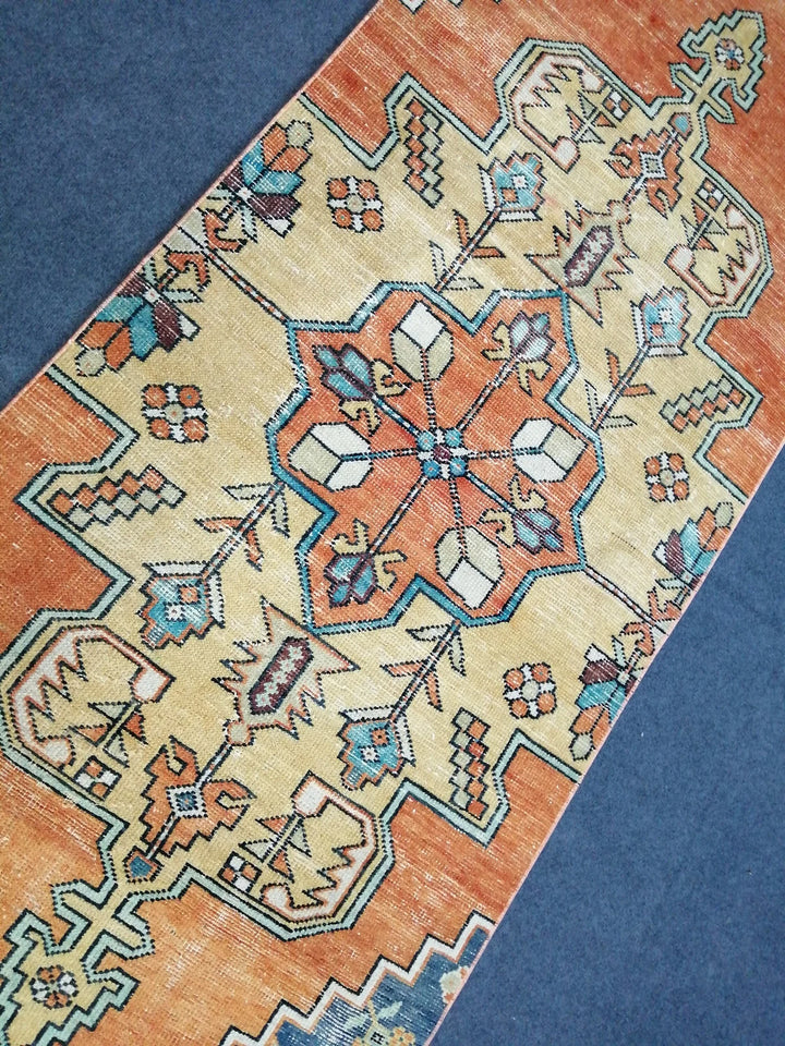 Beige Turkish Runner Rug 3' 5" x 8' 2" Hand-Knotted | No. WR80681