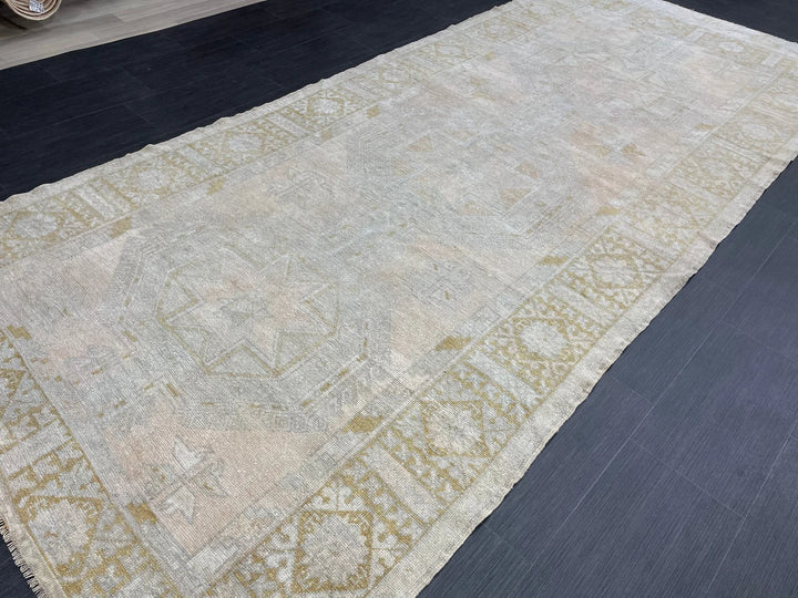 Beige Turkish Runner Rug 5' x 11' 5" Hand-Knotted | No. WR80739