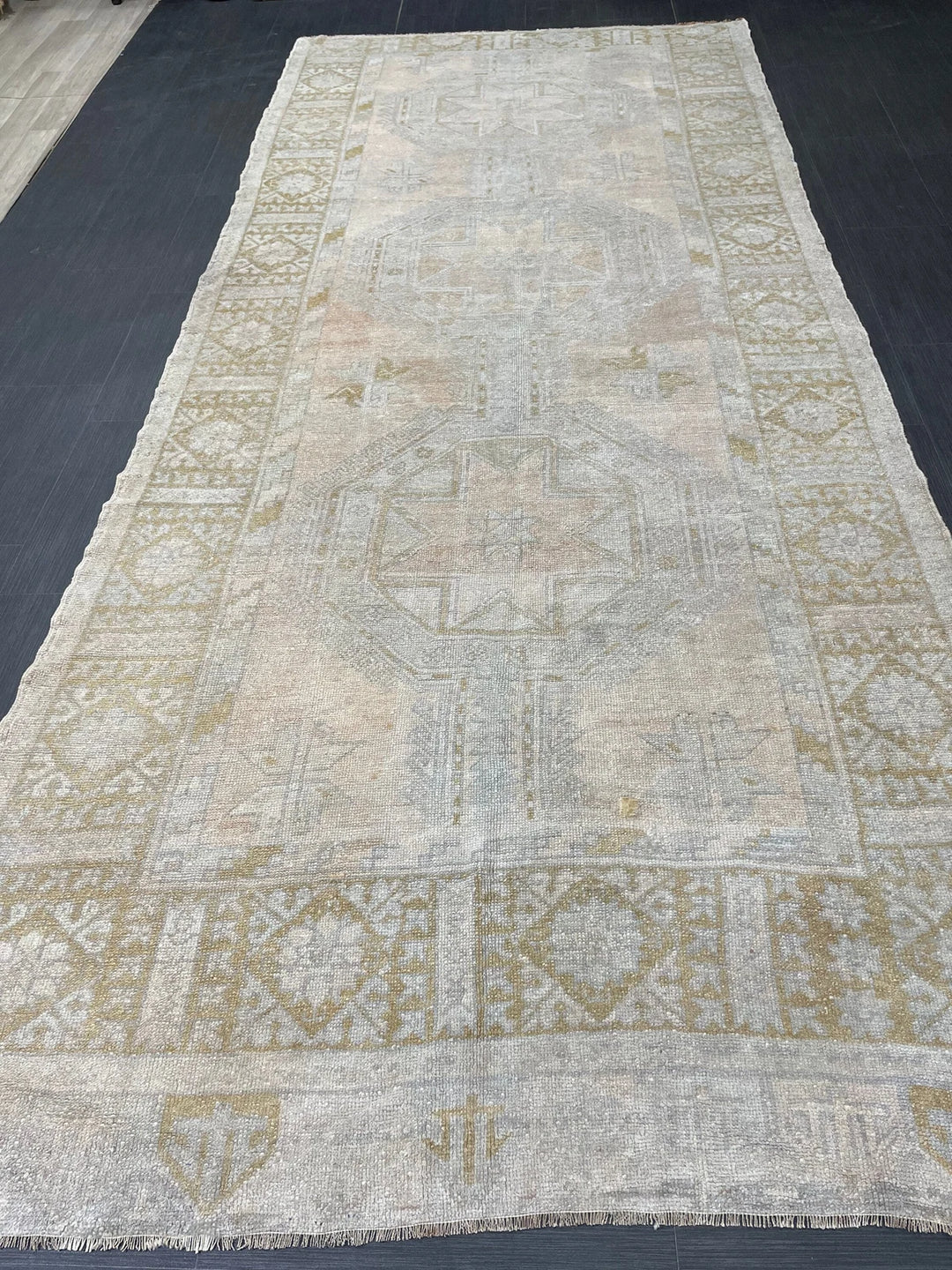 Beige Turkish Runner Rug 5' x 11' 5" Hand-Knotted | No. WR80739