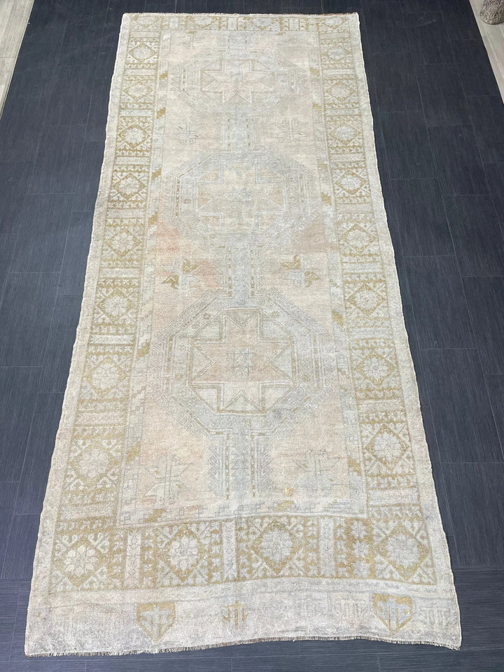 Beige Turkish Runner Rug 5' x 11' 5" Hand-Knotted | No. WR80739