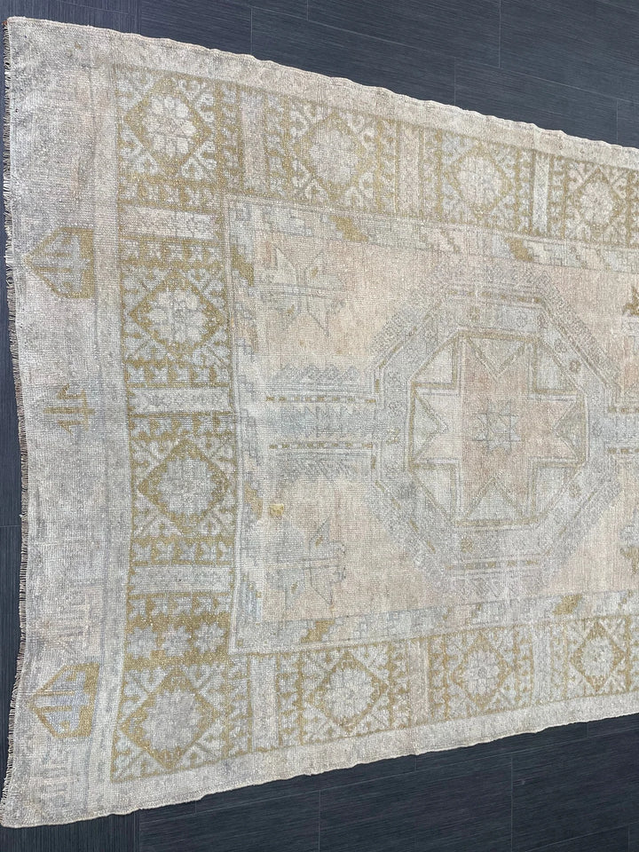 Beige Turkish Runner Rug 5' x 11' 5" Hand-Knotted | No. WR80739