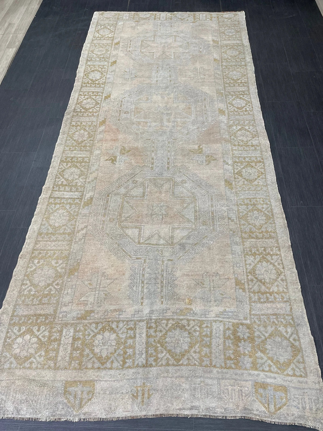 Beige Turkish Runner Rug 5' x 11' 5" Hand-Knotted | No. WR80739
