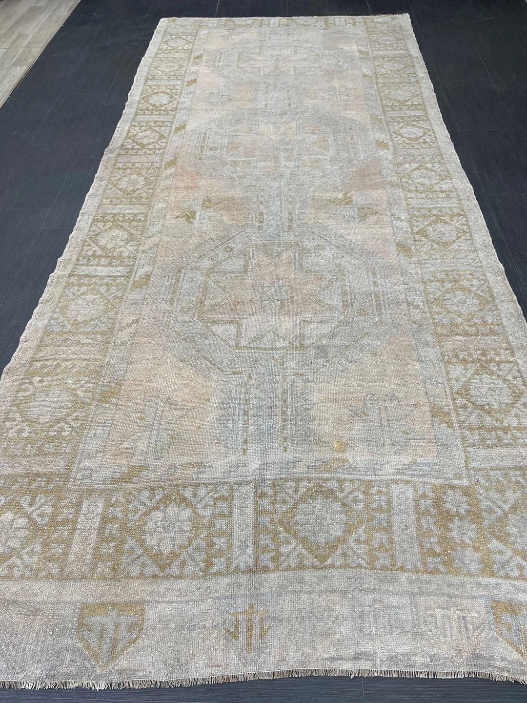 Beige Turkish Runner Rug 5' x 11' 5" Hand-Knotted | No. WR80739