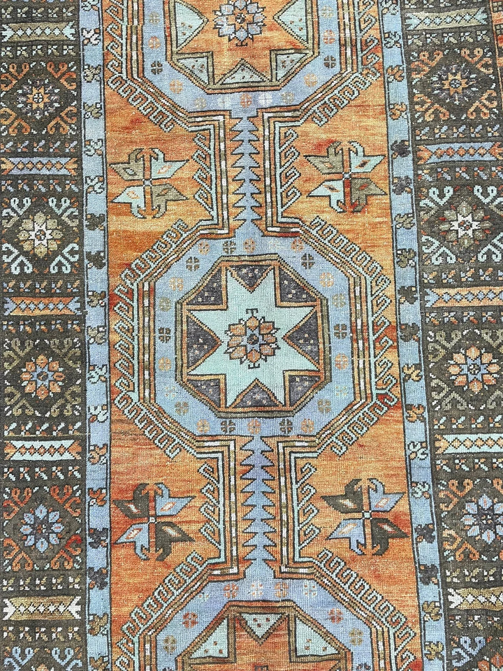 Beige Turkish Runner Rug 4' 3" x 11' 3" Hand-Knotted | No. WR80823