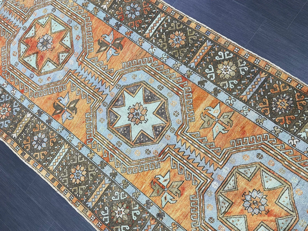 Beige Turkish Runner Rug 4' 3" x 11' 3" Hand-Knotted | No. WR80823