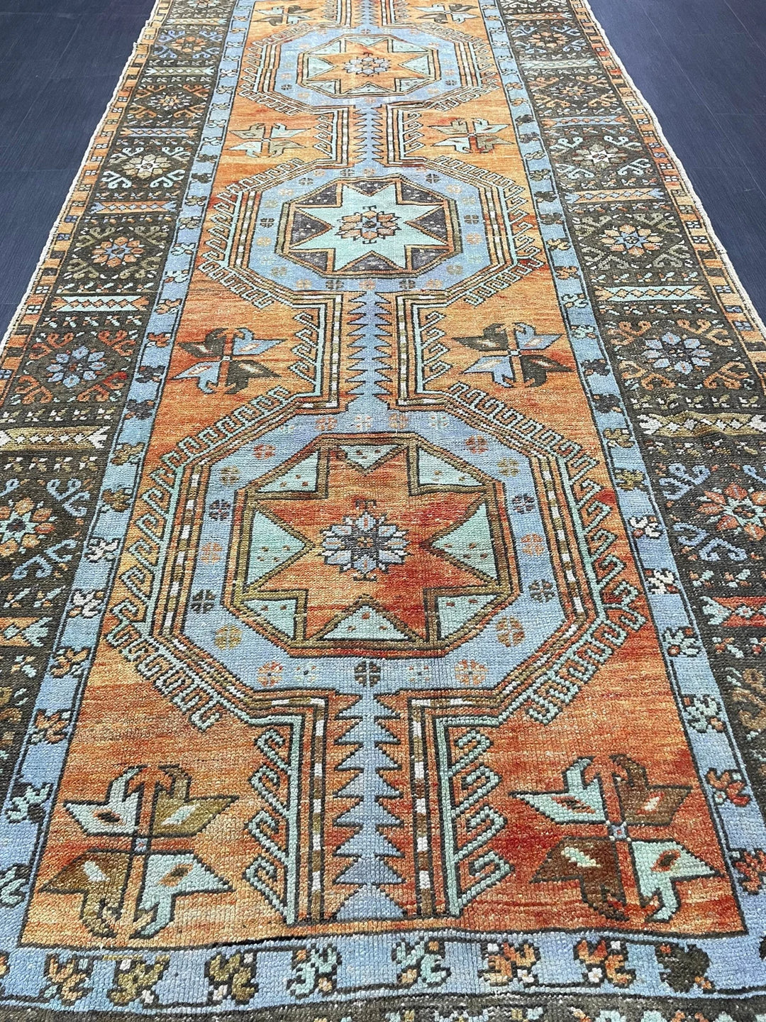 Beige Turkish Runner Rug 4' 3" x 11' 3" Hand-Knotted | No. WR80823