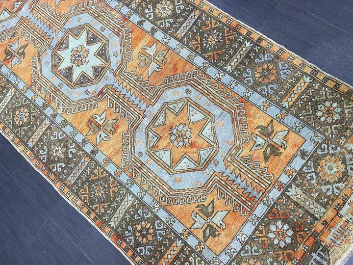 Beige Turkish Runner Rug 4' 3" x 11' 3" Hand-Knotted | No. WR80823