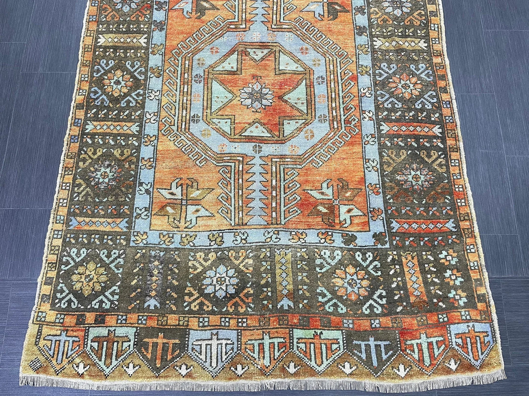 Beige Turkish Runner Rug 4' 3" x 11' 3" Hand-Knotted | No. WR80823