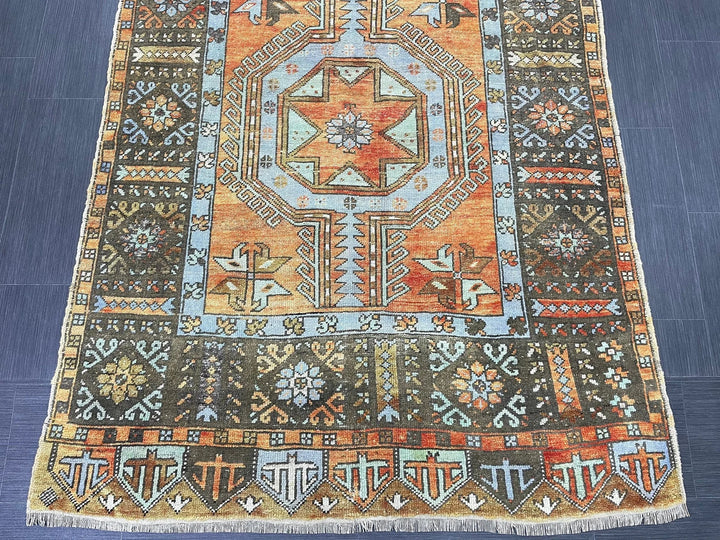 Beige Turkish Runner Rug 4' 3" x 11' 3" Hand-Knotted | No. WR80823