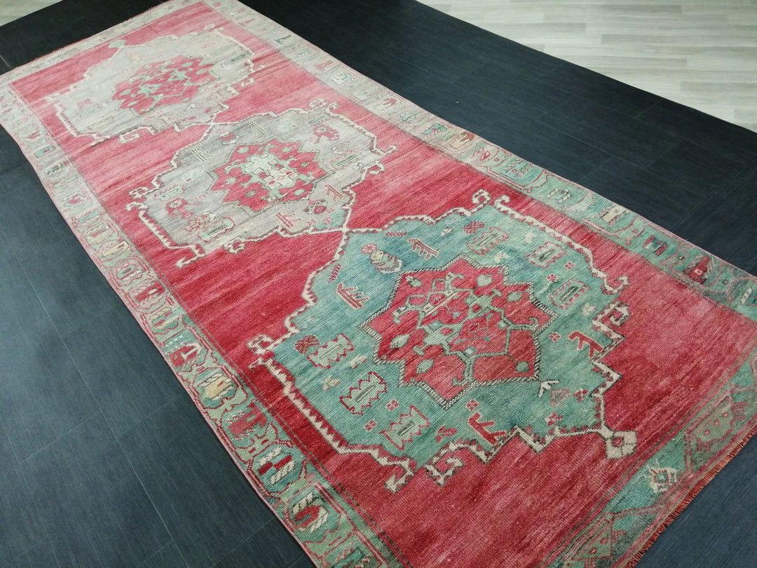 Tan Turkish Runner Rug 4' 11" x 12' 6" Hand-Knotted | No. WR81211