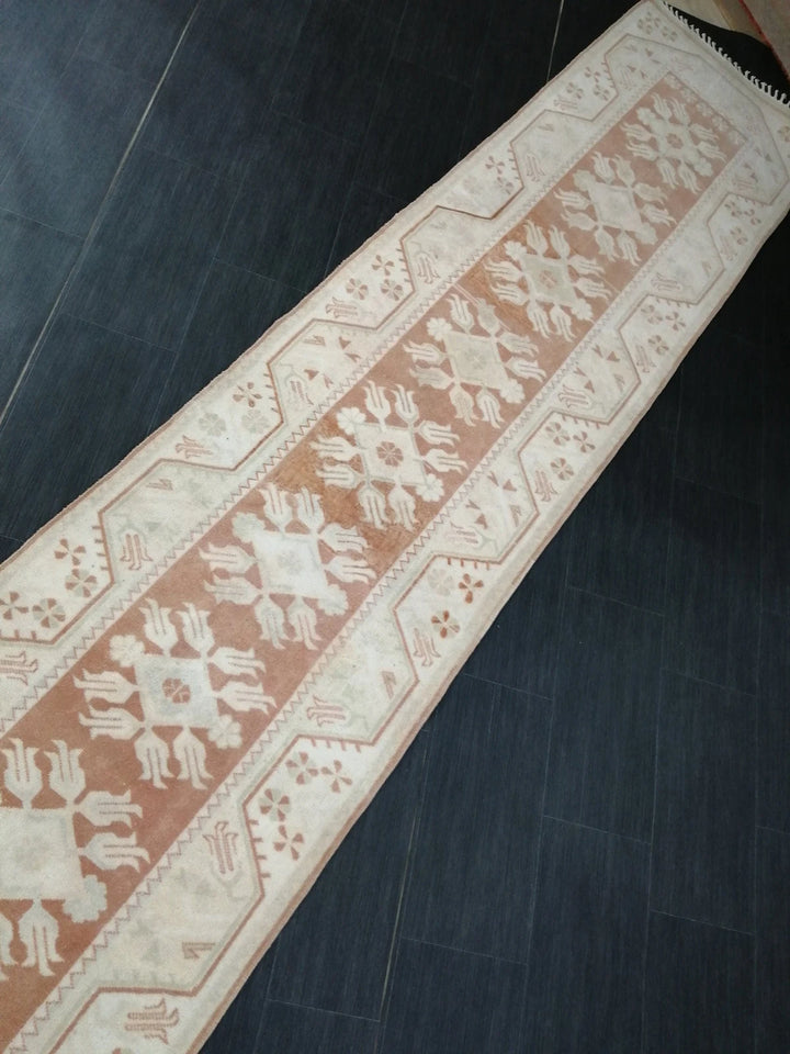 Tan Turkish Runner Rug 2' 7" x 17' 2" Hand-Knotted | No. WR81453