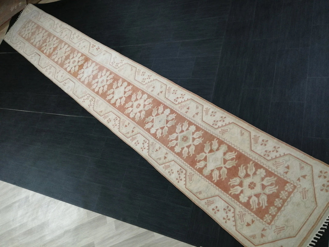 Tan Turkish Runner Rug 2' 7" x 17' 2" Hand-Knotted | No. WR81453