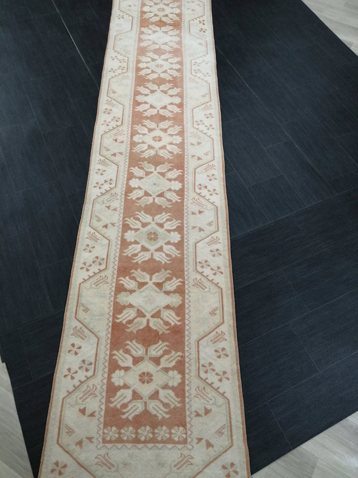 Tan Turkish Runner Rug 2' 7" x 17' 2" Hand-Knotted | No. WR81453